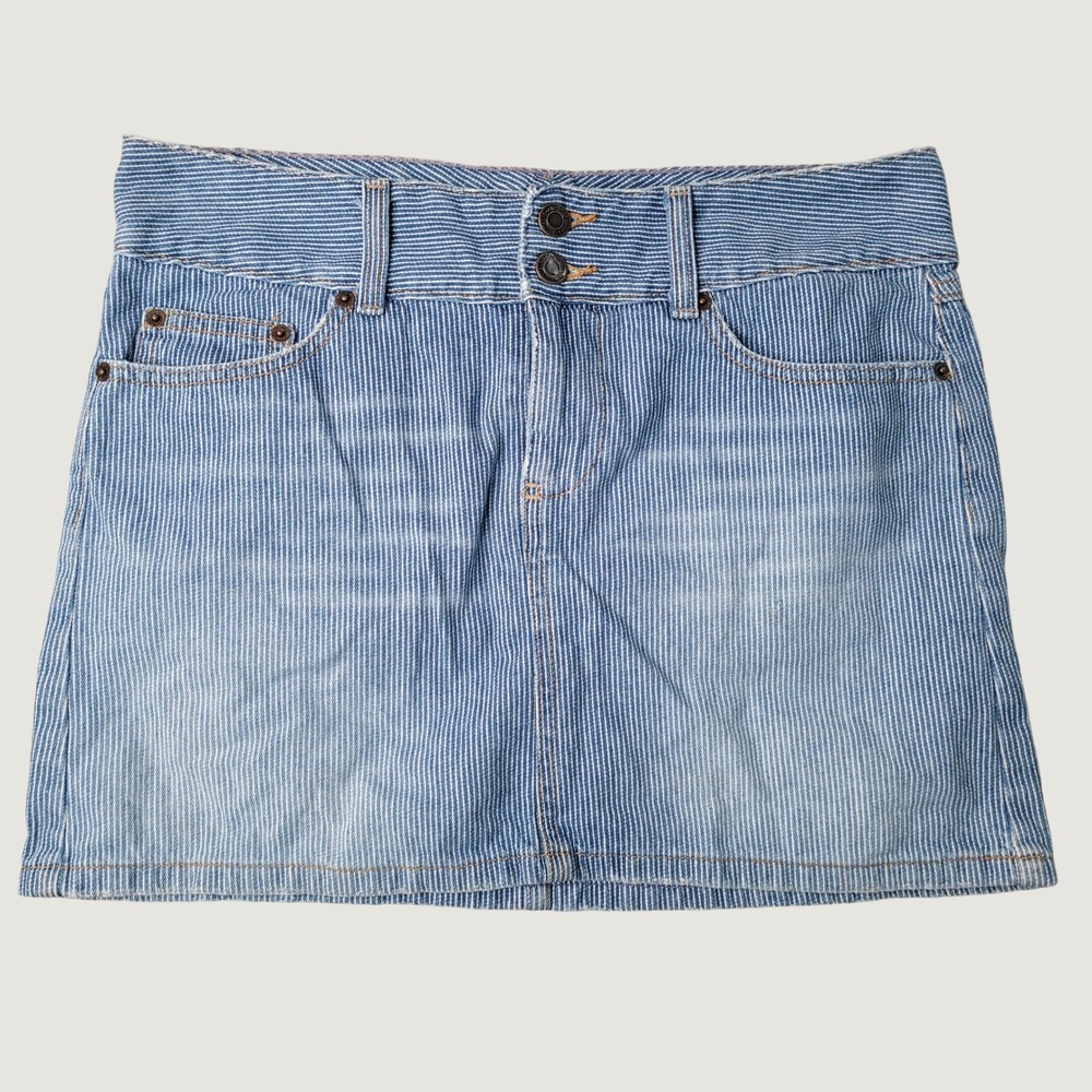 American Eagle Outfitters Hickory Stripe Denim Mini Skirt Blue White Size 6